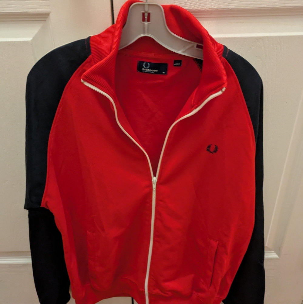 Fred Perry Red and Black Mens Track Jacket
